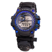 7 in 1 Multifunction Luminous Adjustable Survival Watch Waterproof Bracelet Watch with compass whistle thermometer